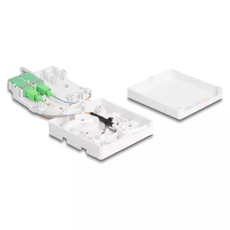 DELOCK Scatola di connessione in fibra ottica 2 x SC/APC simplex con set cavo drop G.657.A1 da 30 m