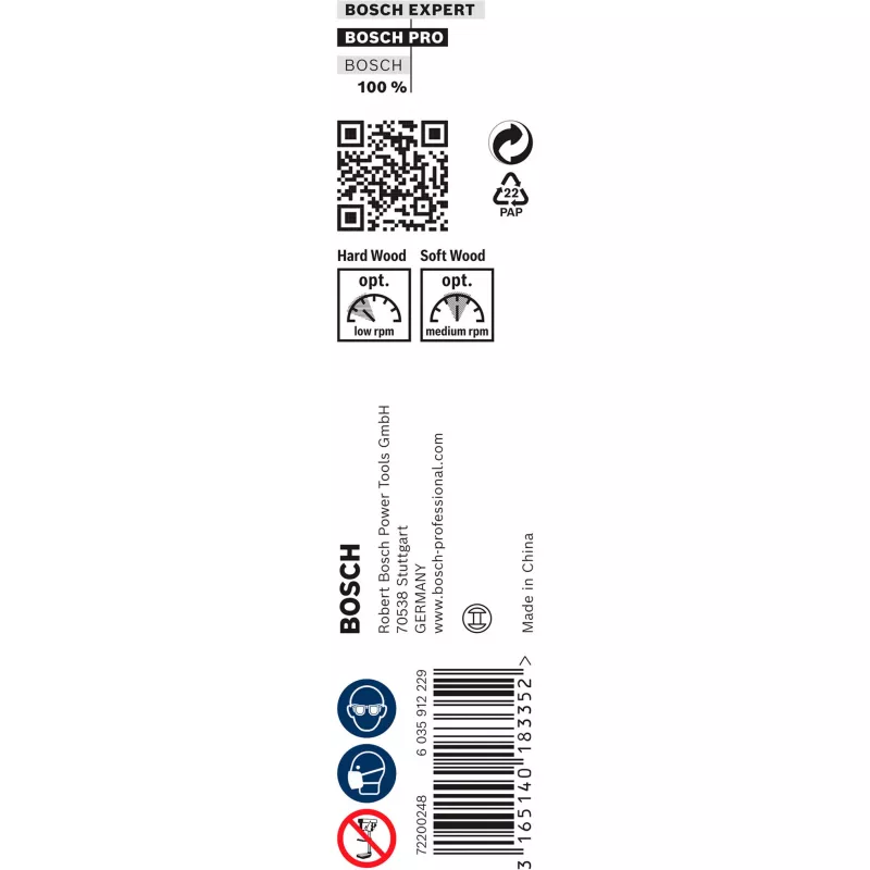 Bosch PRO Wood 2608597626 punta elicoidale per legno, 12 mm, lunghezza totale 235 mm, lunghezza utile 170 mm, attacco esagonale da 1/4 di pollice, 1 pz.