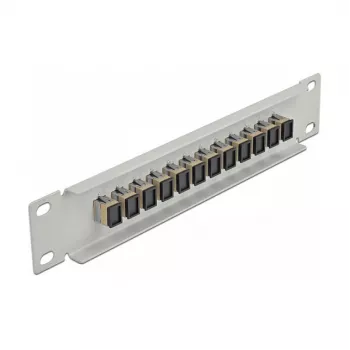 Patch panel fibra ottica DeLOCK 10 pollici 12 porte SC simplex beige 1U grigio
