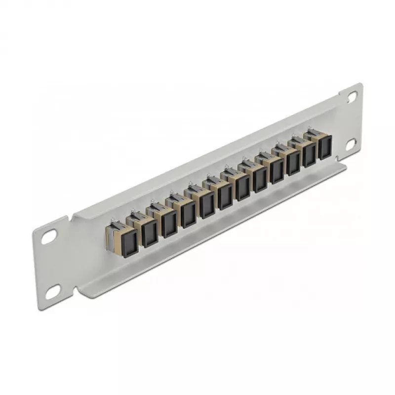 Patch panel fibra ottica DeLOCK 10 pollici 12 porte SC simplex beige 1U grigio