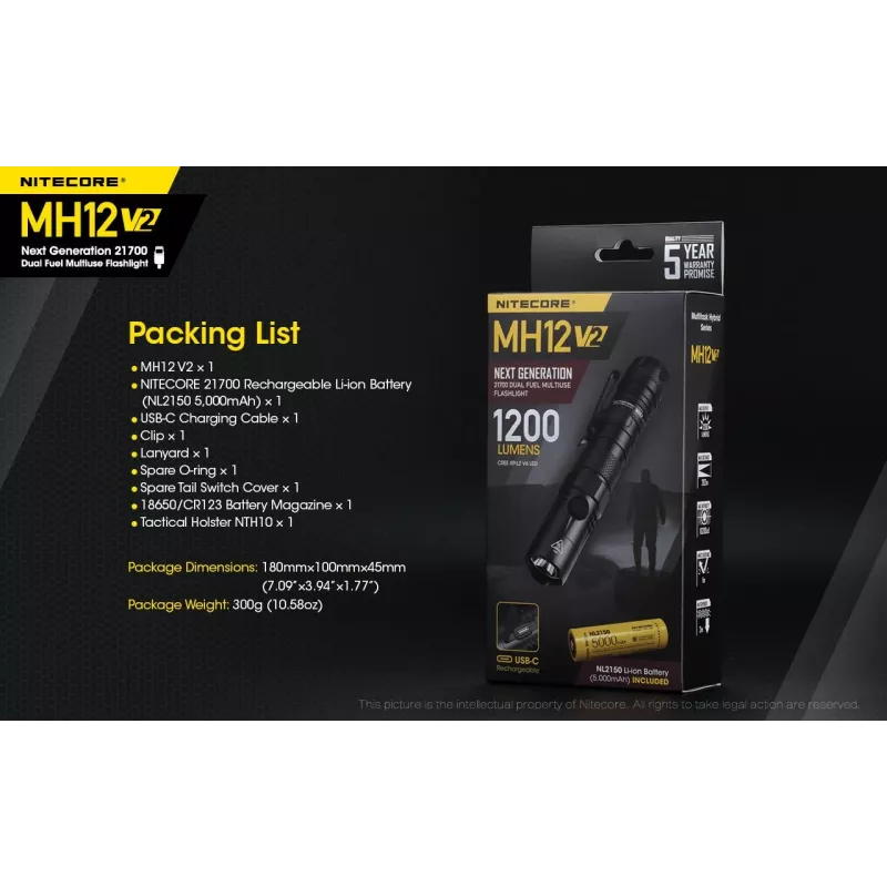 Torcia portatile Nitecore MH12 V2 nera