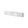 Supporto TV cama meble SLIDE 200 — 2000×400×300 mm, piano in MDF bianco lucido, struttura bianca