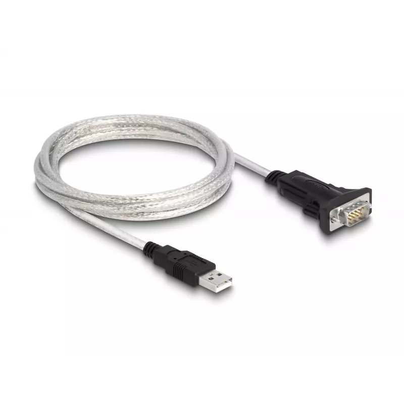 DeLOCK 63465 Adattatore da USB 2.0 Type-A a seriale RS-422/485, morsettiera a 6 pin, 1,8 m, nero/trasparente