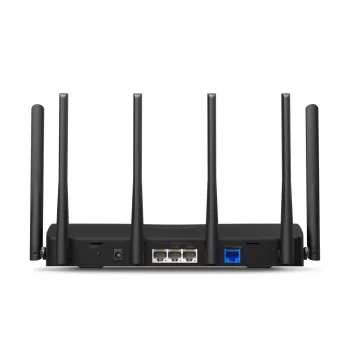 Router da tavolo MERCUSYS MR47BE — tri-band Wi-Fi 7 (2,4/5/6 GHz), 9300 Mbit/s, 3× RJ-45, 2,5GbE, 6 antenne esterne
