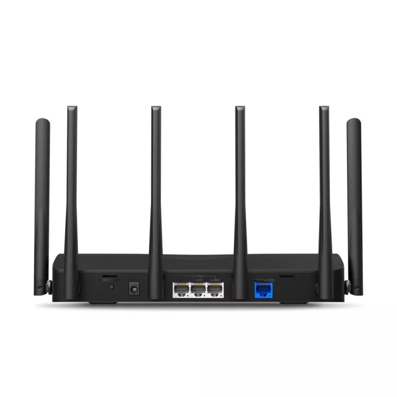 Router da tavolo MERCUSYS MR47BE — tri-band Wi-Fi 7 (2,4/5/6 GHz), 9300 Mbit/s, 3× RJ-45, 2,5GbE, 6 antenne esterne