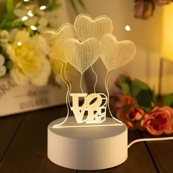 Lampada da notte Extralink HOME illusione ottica 3D quattro cuori lampada da comodino USB