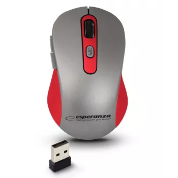 Mouse ottico wireless ESPERANZA EM131R 2,4 GHz, 1600 DPI, ambidestro, ricevitore nano USB, 6 tasti, grigio