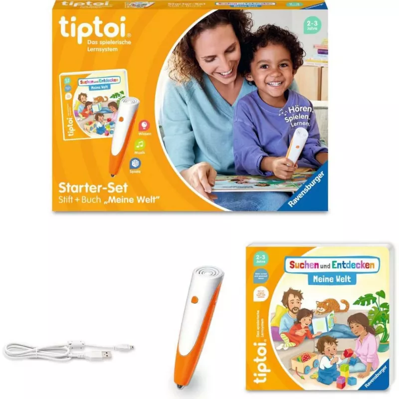 tiptoi starter set: Suchen und Entdecken - Meine Welt, libro didattico, penna e libro illustrato