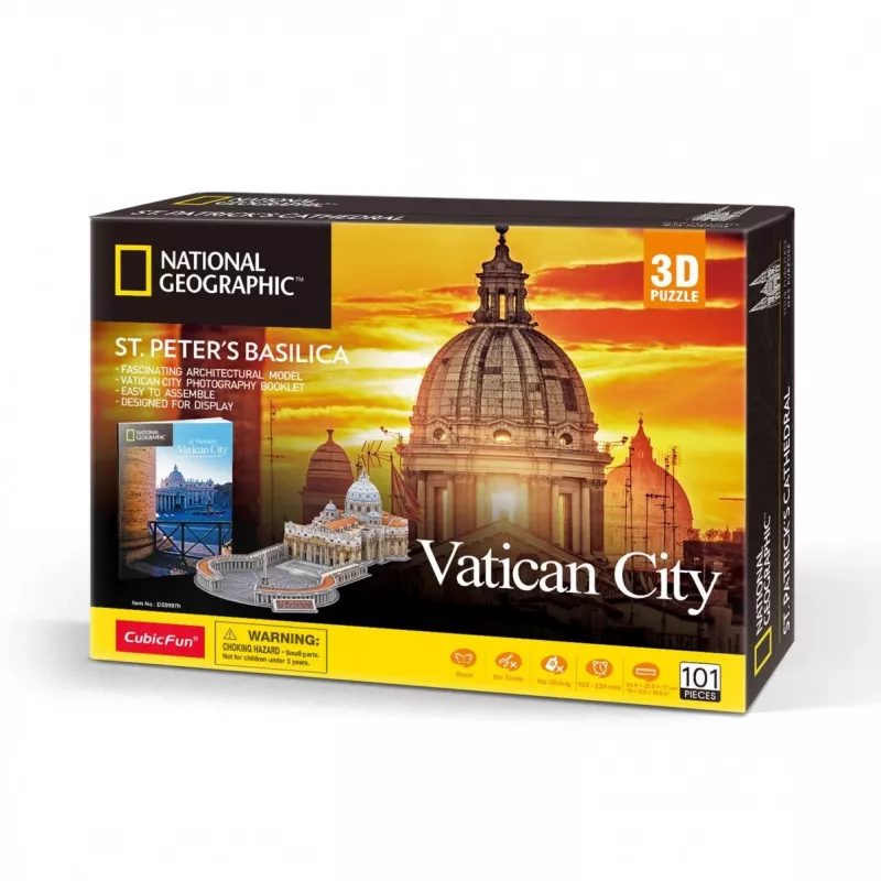 Puzzle 3D Cubicfun modello Basilica di San Pietro 306-DS0997H, parti in cartone, modello in scala assemblato