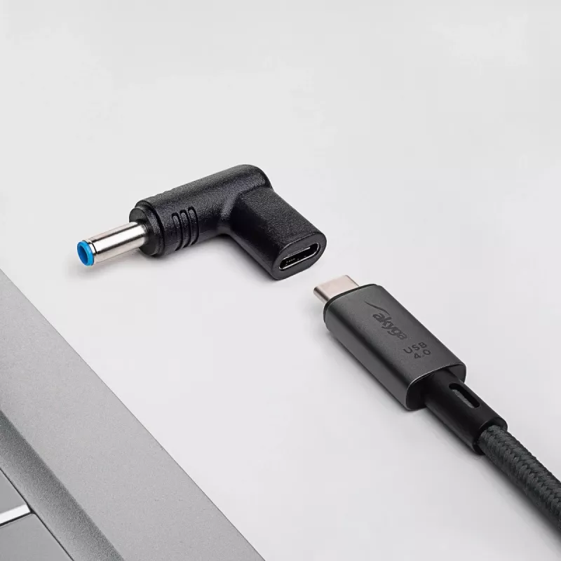 Adattatore di ricarica Akyga AK-ND-C09 USB-C a DC 4,5 x 3,0 mm + pin per notebook, 18,5-20 V, 100 W, per HP