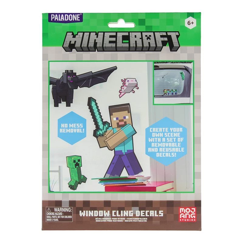 Adesivi per finestre Paladone Minecraft PP13105MCF – adesivi decorativi riutilizzabili per finestre e superfici lisce