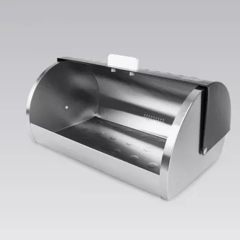 Portapane da tavolo Maestro MR-1676 nero – acciaio inox, coperchio a scatto, 385×255×190 mm