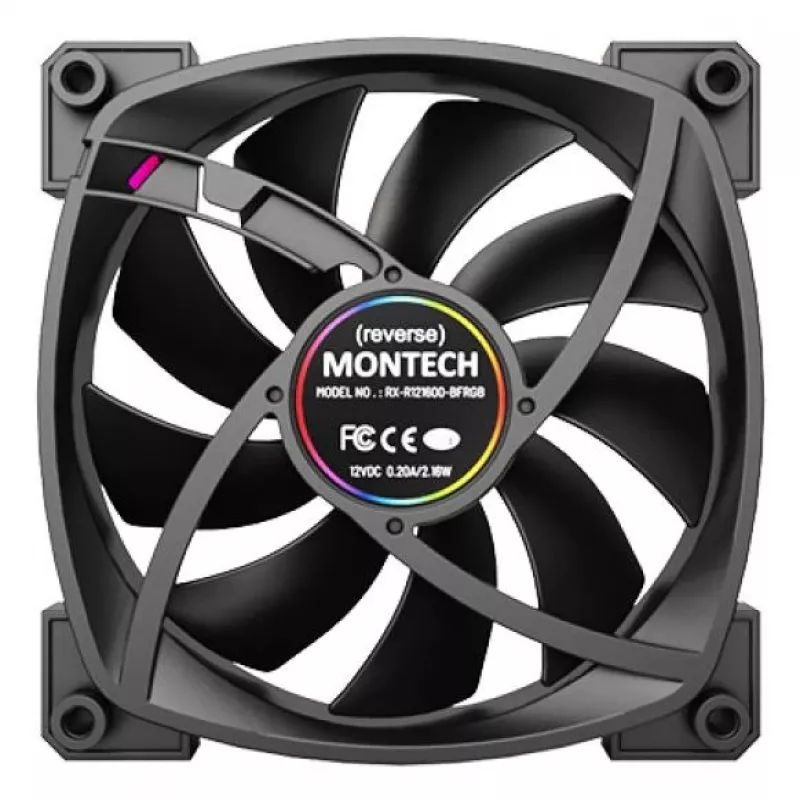 Montech RX120 PWM ventola per case PC 12 cm nero 3 pz.