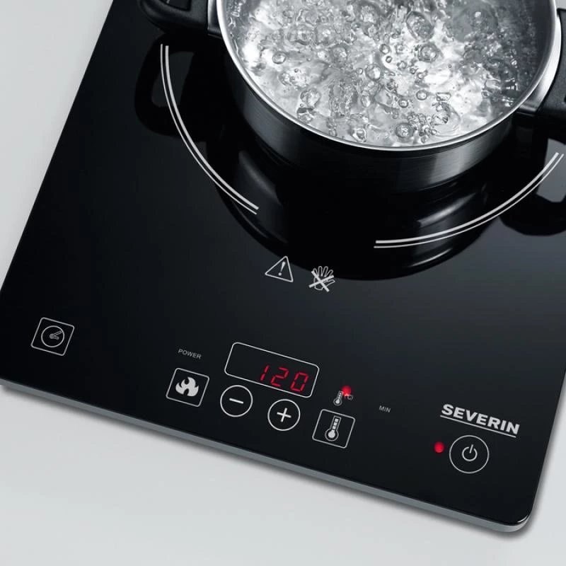 Piastra a induzione Severin KP 1071, 1 zona, 2000 W, da tavolo, comandi touch, nera