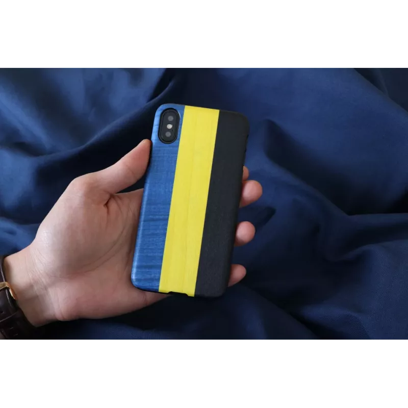 Custodia per smartphone man and wood per iPhone X/XS – dandy blu nero, guscio rigido protettivo