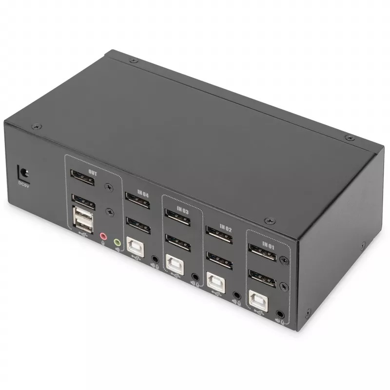 Switch KVM DIGITUS, 4 porte, doppio display, 4K, DisplayPort®