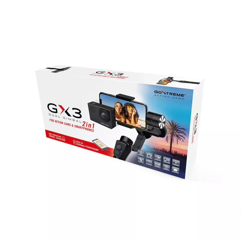 Stabilizzatore gimbal a 3 assi GoXtreme GX3 55243, handheld leggero per fotocamere e action cam
