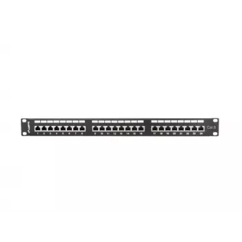 Patch panel 1U LANBERG PPS6-1024-B, 24 porte Cat6, metallo, nero, 442×114,5×44,5 mm
