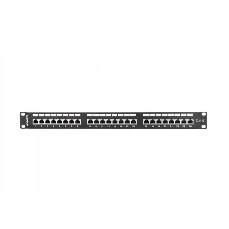 Patch panel 1U LANBERG PPS6-1024-B, 24 porte Cat6, metallo, nero, 442×114,5×44,5 mm