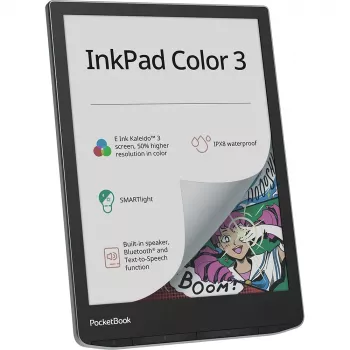 PocketBook InkPad Color 3 Stormy Sea. Diagonale display: 19,8 cm (7,8 inch), tecnologia: E Ink. Formati documento supportati: ACSM, AZW, AZW3, CBR, CBZ, CHM, DOC,
