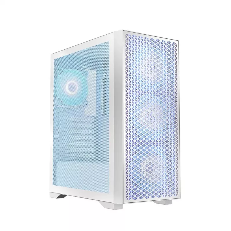 Case PC LOGIC Dart Pro Midi ARGB bianco — Midi Tower, ATX, 456×200×385 mm, GPU max 34 cm, altezza dissipatore CPU 155 mm, 3x120mm anteriore + 1x120mm posteriore, USB 3.0 x2, USB-C x1