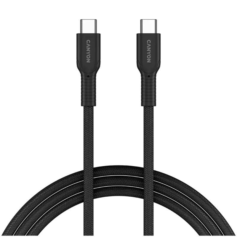 CANYON cavo OnWire 60CL C-C 60W COLOR intrecciato 1m nero