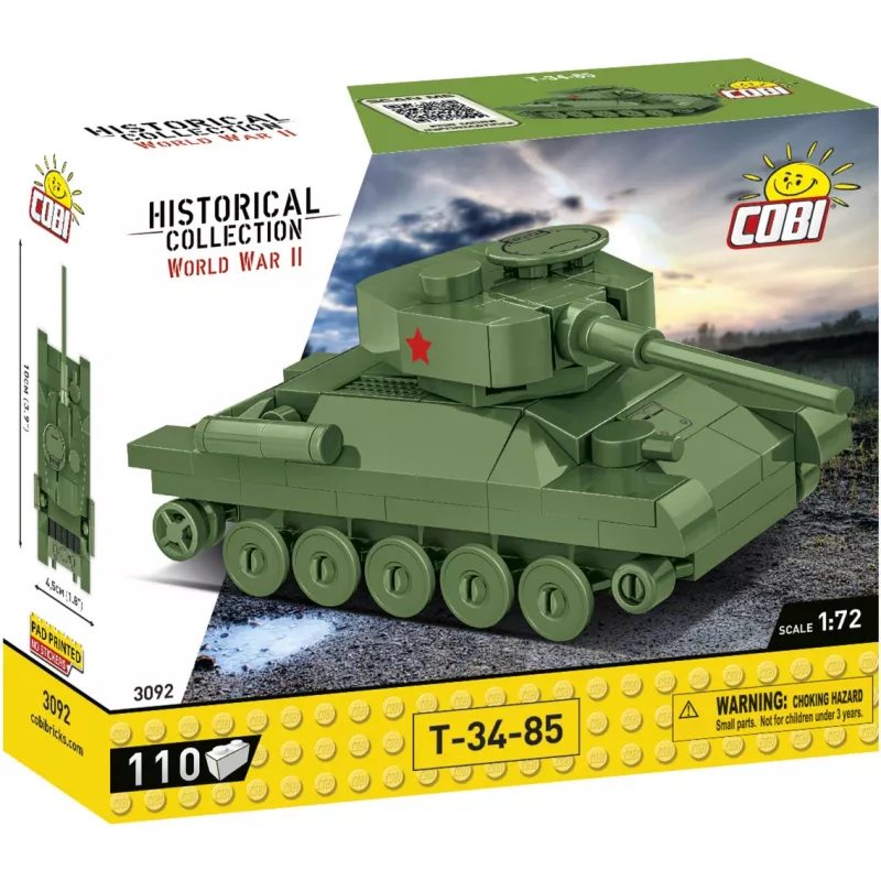 Set di costruzione Cobi modello carro armato T-34-85 — 110 pezzi, età 6+, verde