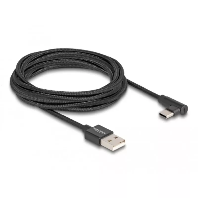 DeLOCK cavo USB 2.0 Type-A maschio a USB Type-C maschio angolare 3 m nero