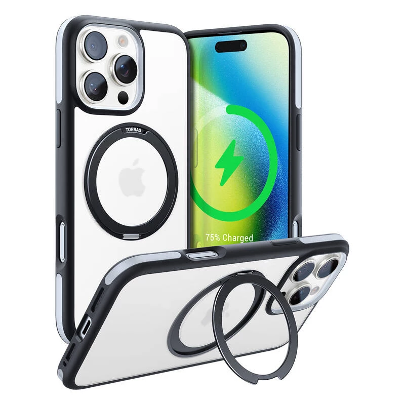 Custodia protettiva Torras Ostand R Fusion per iPhone 16 Pro Max – nero