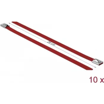Fascette in acciaio DeLOCK 18781 rosso 200mm 10 pezzi