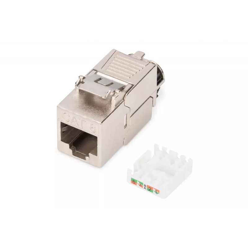 Modulo keystone Digitus CAT 8.1 RJ-45 schermato piatto bianco