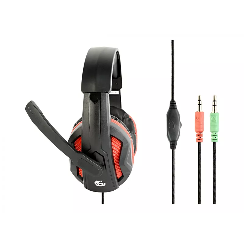 Headset gaming cablato GEMBIRD GHS-03 — 20–20000 Hz, cavo 2 m, 250 g, nero/rosso