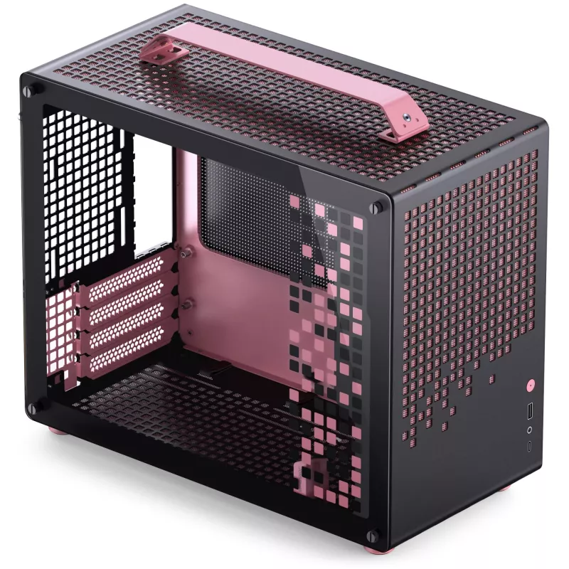Jonsplus MATX Handle Case Z20 nero-rosa – case Mini/Micro/Flex-ATX con maniglia