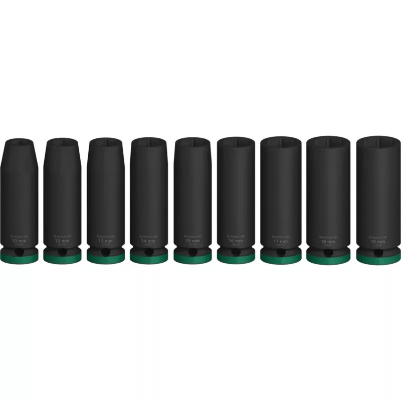 Bosch PRO 1/2 pollice set di bussole da 9 pezzi, bussole profonde nere