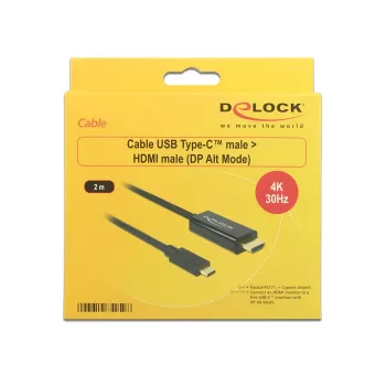 Adattatore cavo video DeLOCK 85259 USB Type-C a HDMI 2 m nero