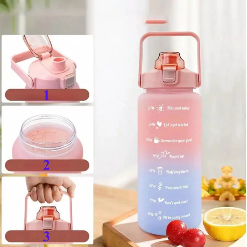 Extralink Borraccia Motivazionale, 2000 ml, Rosso-Blu, BUT-994