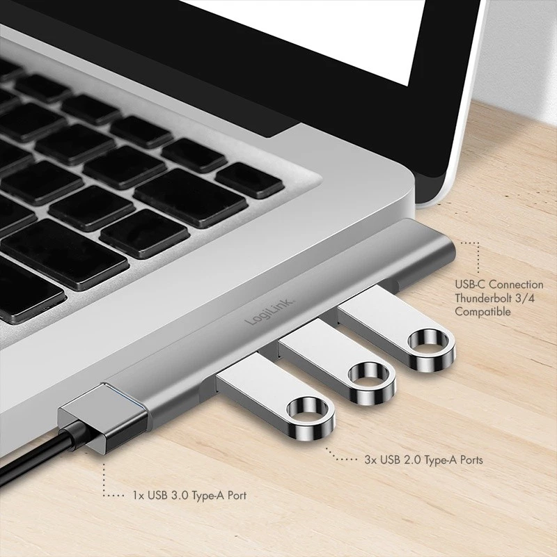 Hub LogiLink USB 3.2 Gen1 4 porte USB-C 1x USB3.0 AF 3x USB2.0 AF UA0437