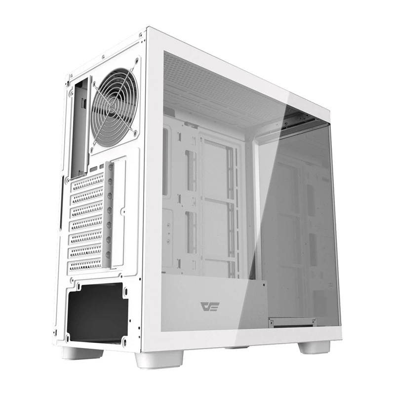 Case per computer DarkFlash DS900G bianco — Mid-Tower, vetro temperato, senza ventole