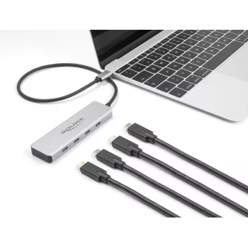 DeLOCK hub USB Type-C 10 Gbps 4 porte alluminio grigio