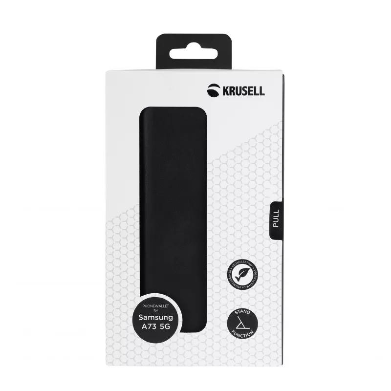 Krusell 62504 PhoneWallet custodia per Samsung Galaxy A73 5G, 6,7", pelle vegana, 3 scomparti per carte, nera