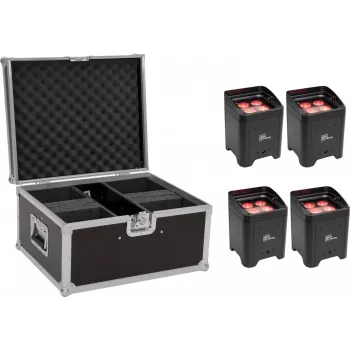 Set di illuminazione LED a batteria EUROLITE AKKU UP-4 Entry QCL Spot 4x — fari spot ricaricabili compatti