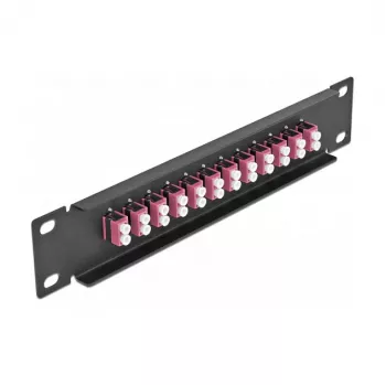 Patch panel fibra ottica DeLOCK 10 pollici 12 porte LC duplex viola 1U nero