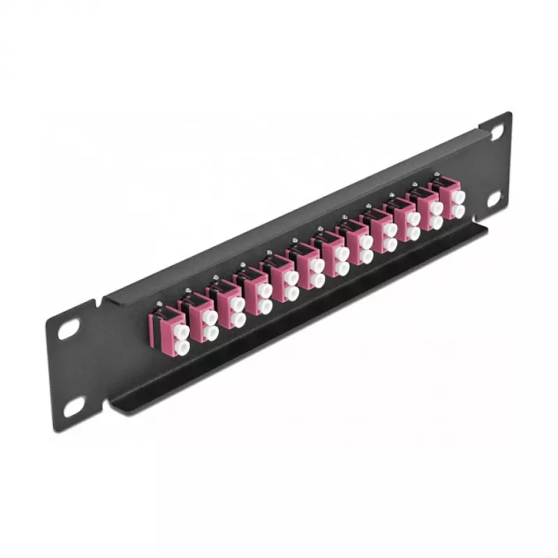 Patch panel fibra ottica DeLOCK 10 pollici 12 porte LC duplex viola 1U nero