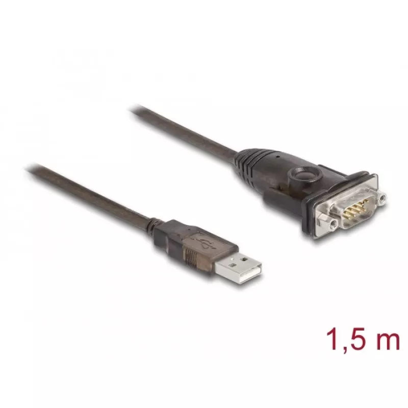 DeLOCK Adattatore USB 2.0 Type-A a seriale RS-232 D-Sub 9 poli connettore maschio 1,5 m