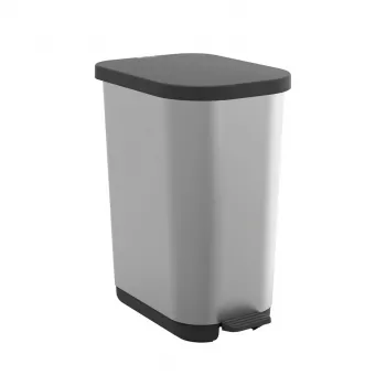 ROTHO Ribo Silver - pattumiera a pedale – 35 l