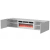 Mobile TV Cama LARA 183x35x37 bianco opaco + camino bianco