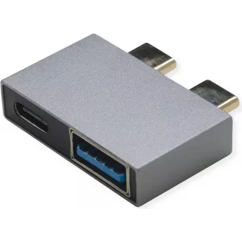 ROLINE Adattatore USB 3.2 Gen 2, 2x USB Type-C - 1x Type-A + 1x C, ST/BU, color argento (12.03.2946)