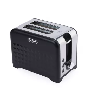 Tostapane Petra PT6104BVDE 2 fette, nero, doratura regolabile, cassetto raccoglibriciole rimovibile
