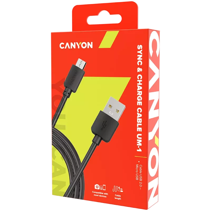 CANYON Cavo UM-1 MicroUSB 5W 1m Nero