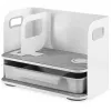 Organizer da scrivania Digitus con caricabatterie Qi acciaio grigio bianco 1 cassetto